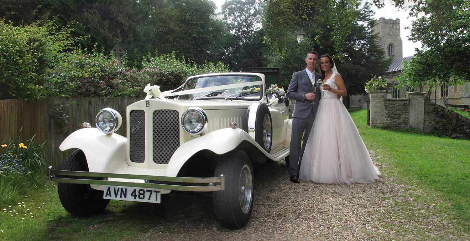 Elegant Event's wedding car, Holy Trinity church, Orton Longueville, Peterborough