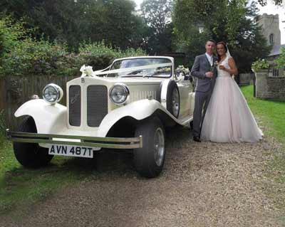Elegant Event's wedding car, Holy Trinity church, Orton Longueville, Peterborough